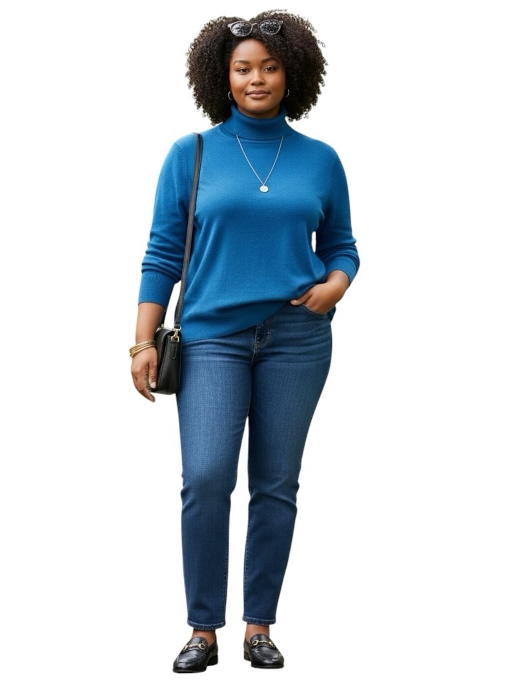 Torrid Blue Turtleneck Tunic Sweater Plus Size 3 (3X or 22-24) Longline Knit Top